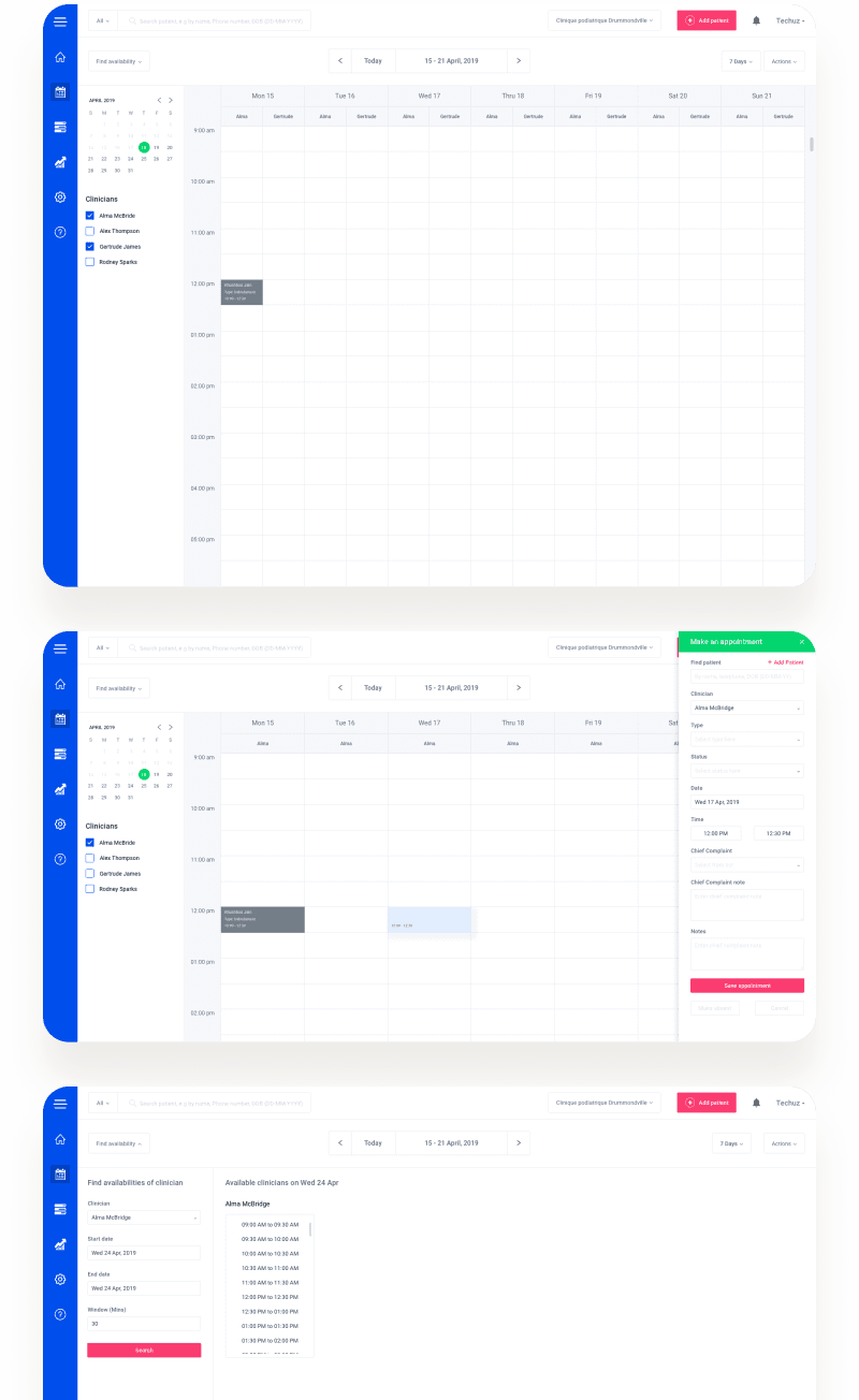 EMR clinic management software designs