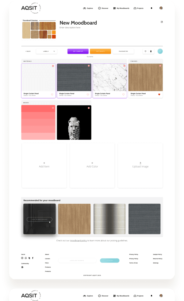 Marketplace for interior design materials designs